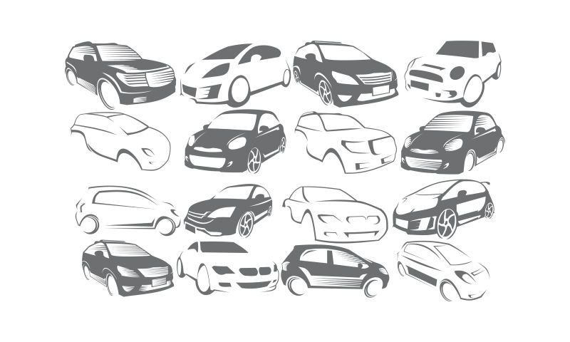 创意矢量抽象汽车插图设计