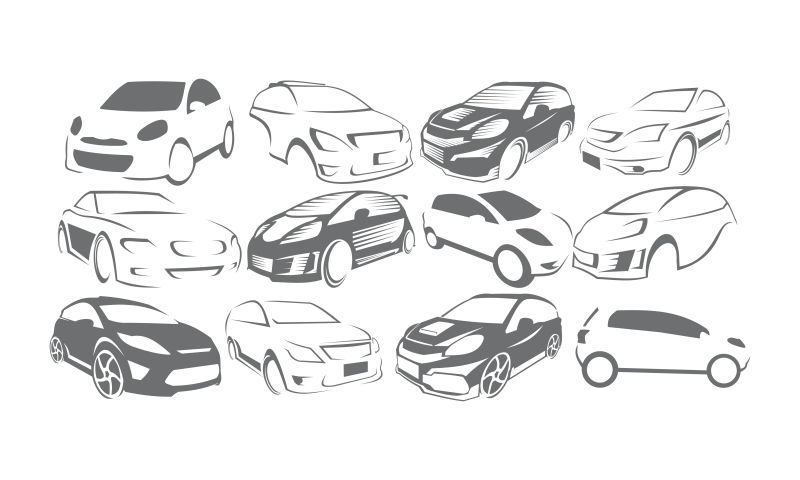 抽象矢量现代汽车元素的标志设计