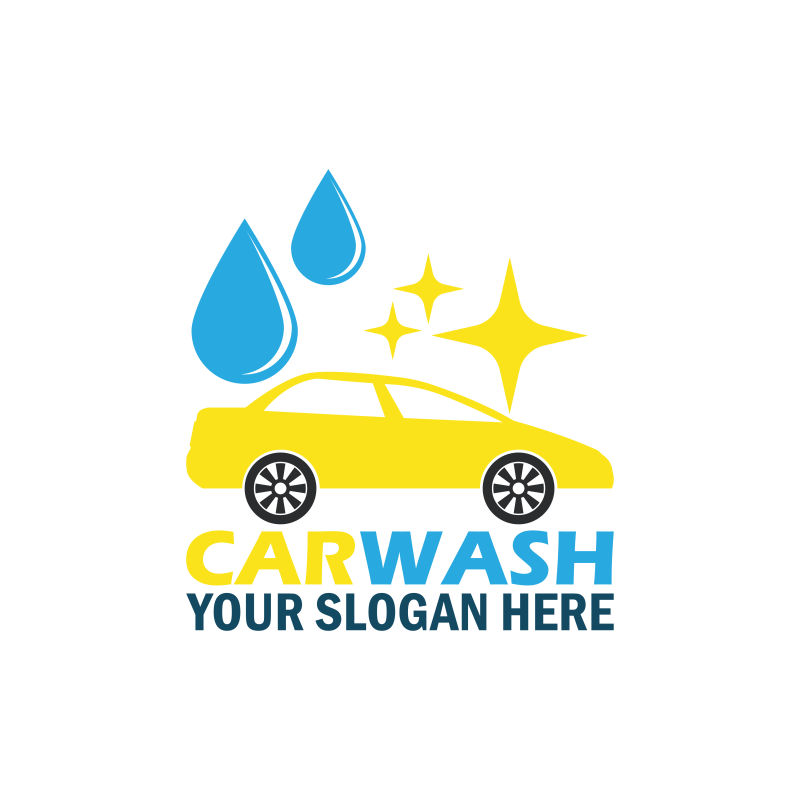 抽象矢量现代洗车服务的平面标志设计