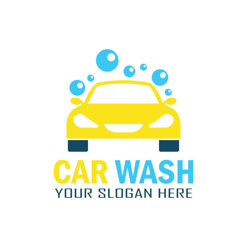 抽象矢量洗车服务的平面标志设计