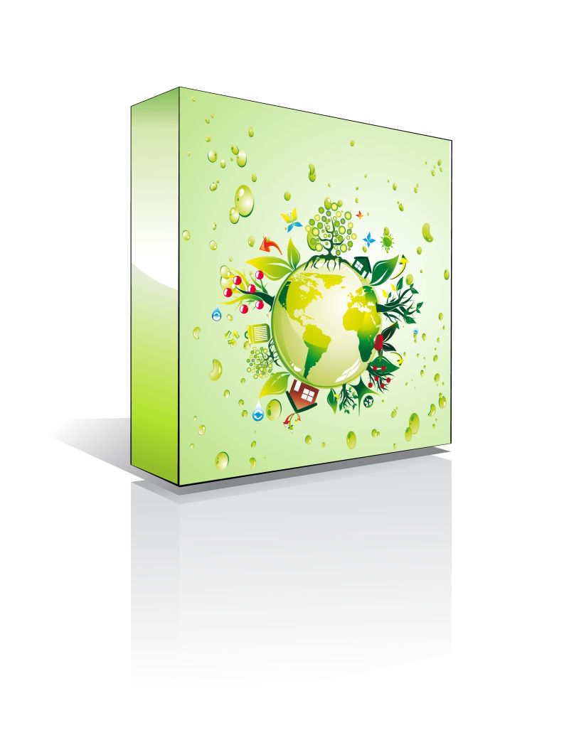抽象矢量绿色生态概念包装盒设计