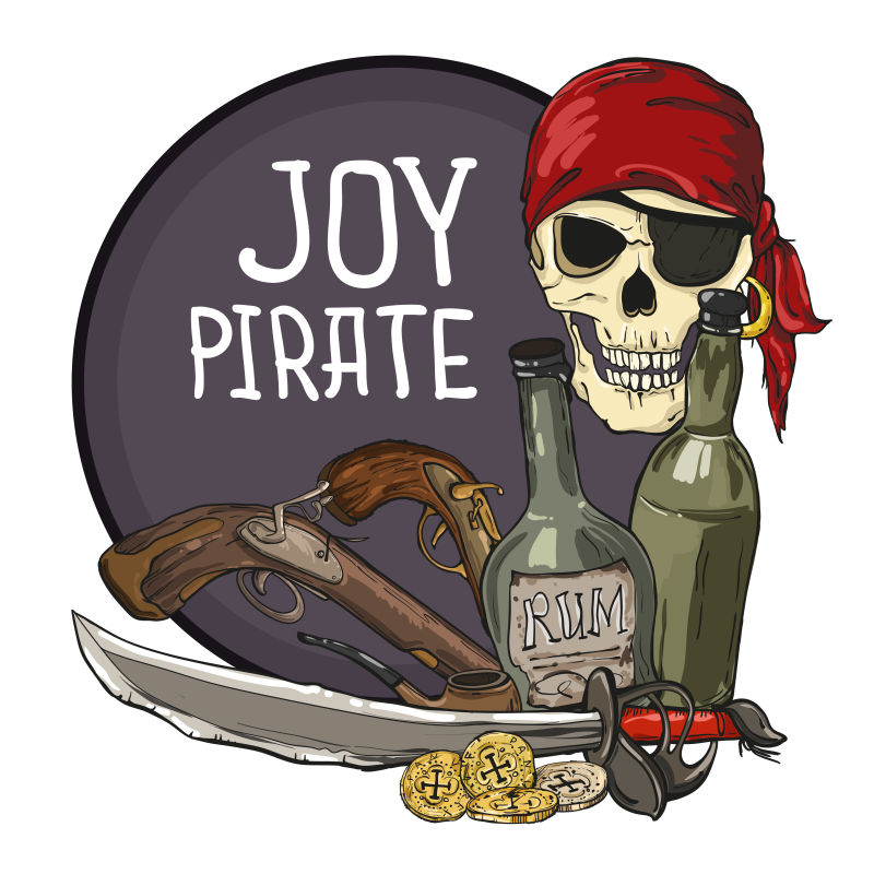 创意矢量海盗主题的设计插图