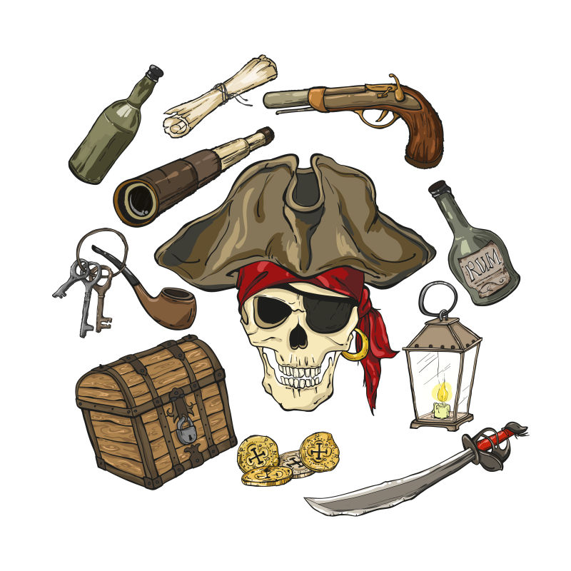创意矢量海盗主题的设计元素