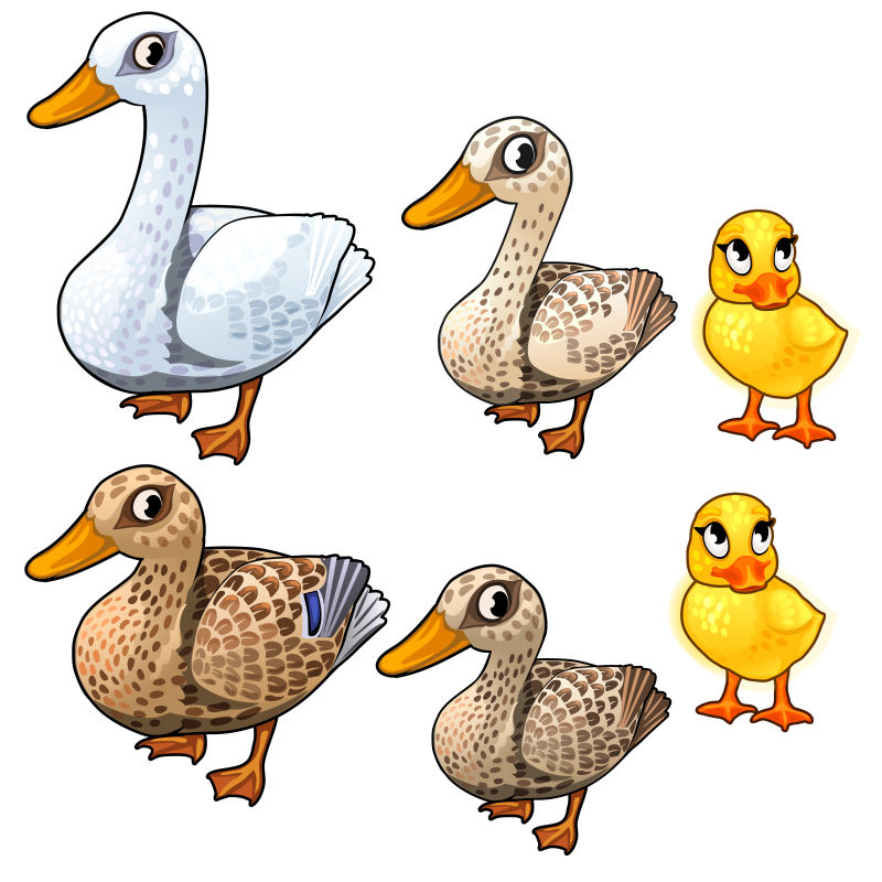 抽象矢量现代可爱的鸭子插图