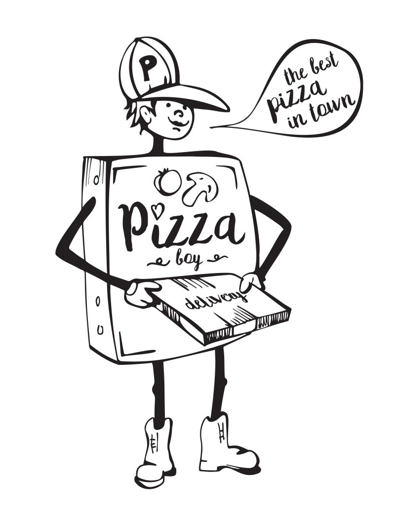 创意矢量现代送披萨的人插图