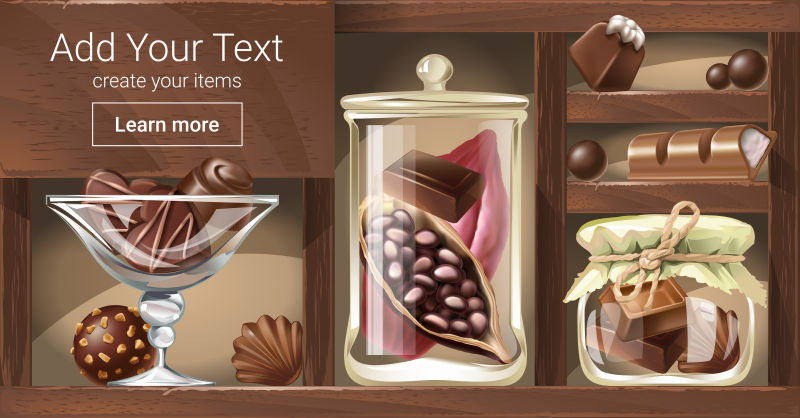 创意矢量现代巧克力元素的平面海报设计