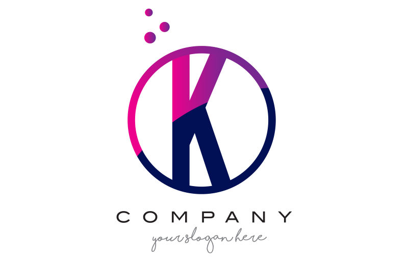 创意紫色字母K标志设计矢量插图