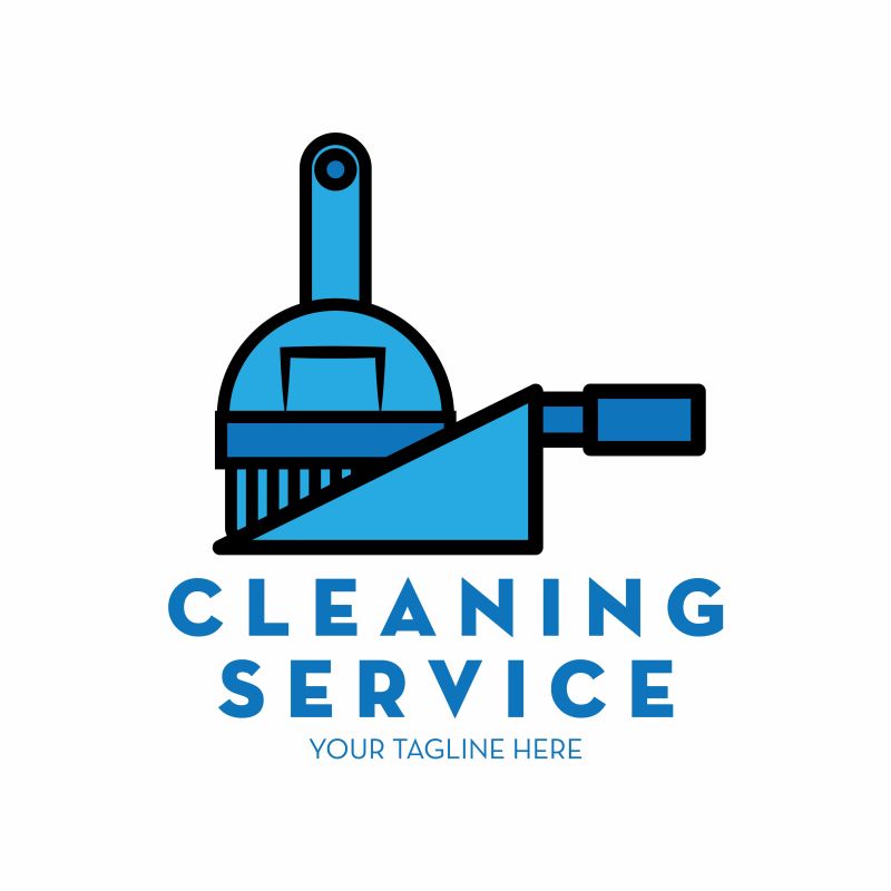 抽象矢量清洁服务主题蓝色标志设计