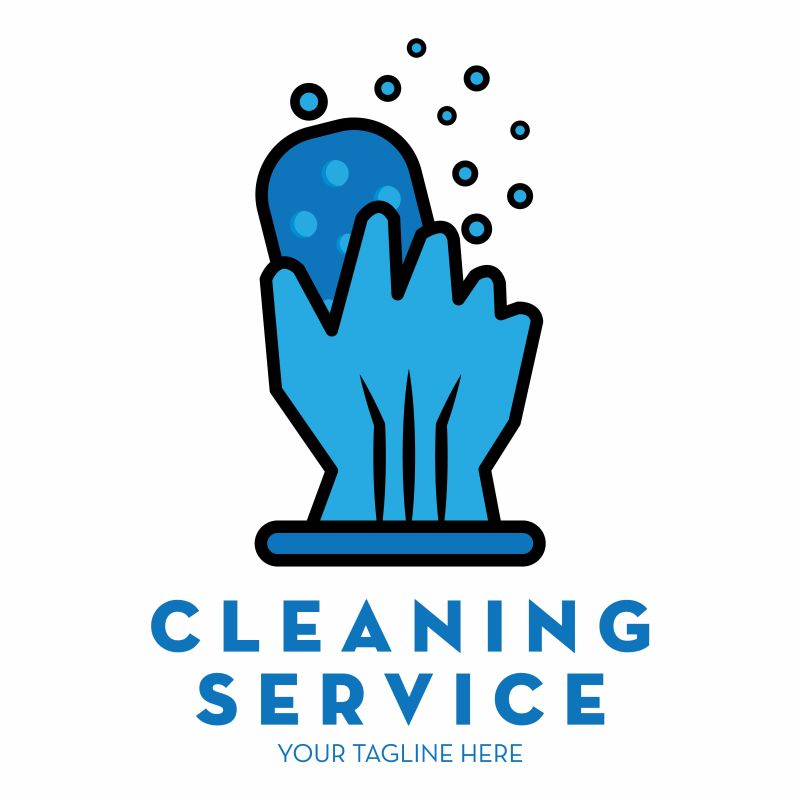 创意矢量现代蓝色清洁服务标志设计