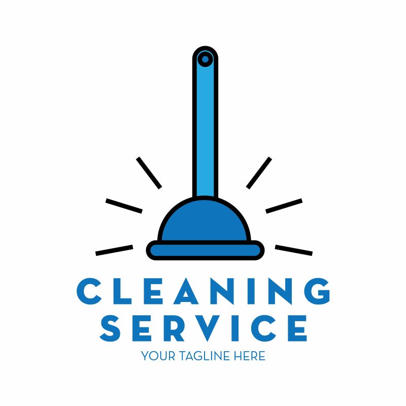 创意矢量清洁服务主题平面标志