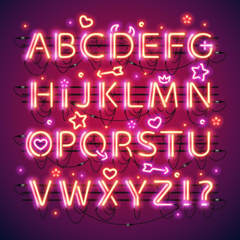 抽象矢量粉色发光情人节主题字体设计
