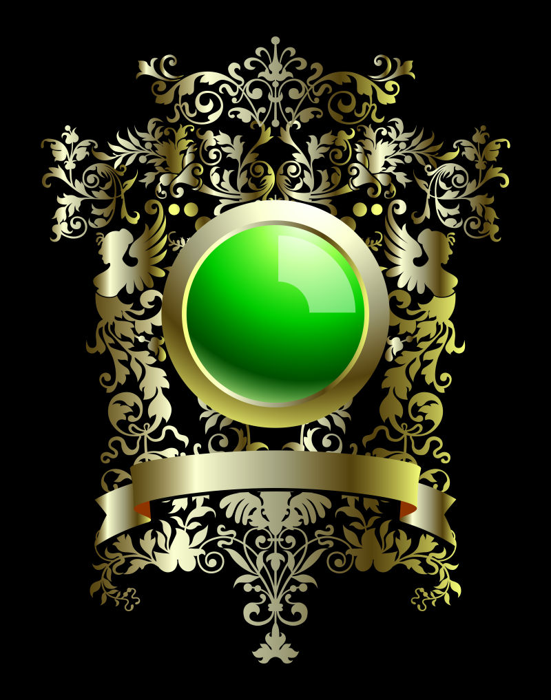 抽象矢量绿色装饰盾牌设计