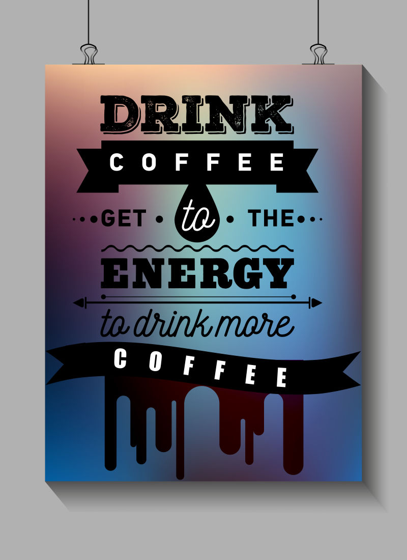 创意矢量咖啡元素的励志主题背景