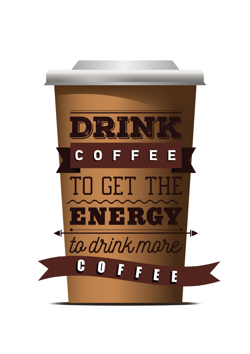 创意矢量平面咖啡元素的励志插图