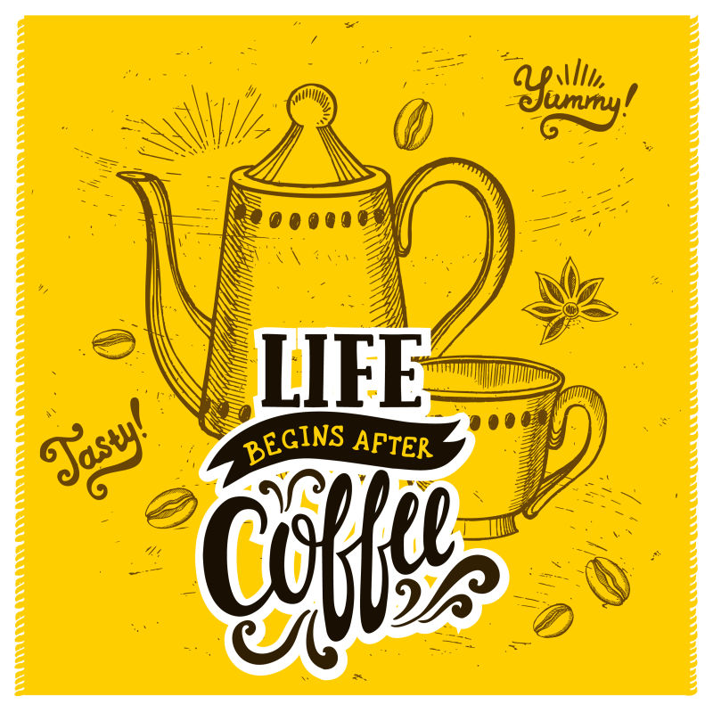 创意矢量咖啡元素的平面标志设计