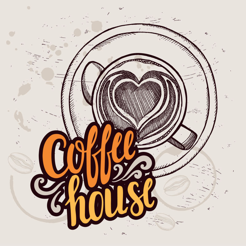 创意矢量现代咖啡元素的标志设计