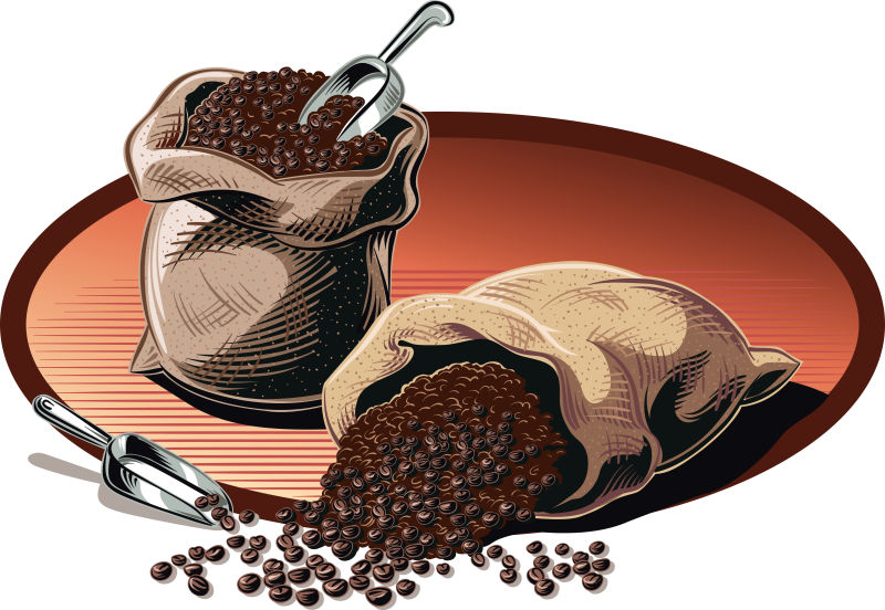 创意矢量卡通咖啡豆设计插图