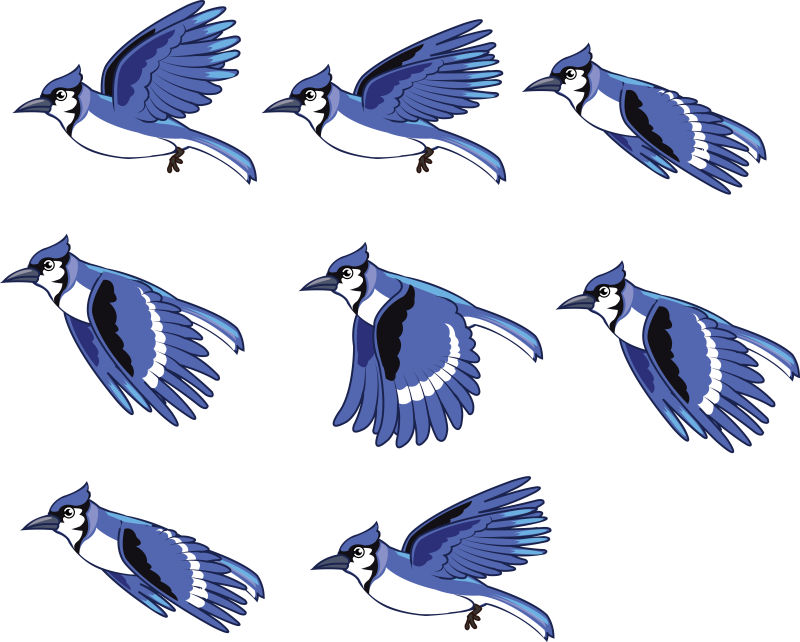 抽象矢量卡通蓝色小鸟插图