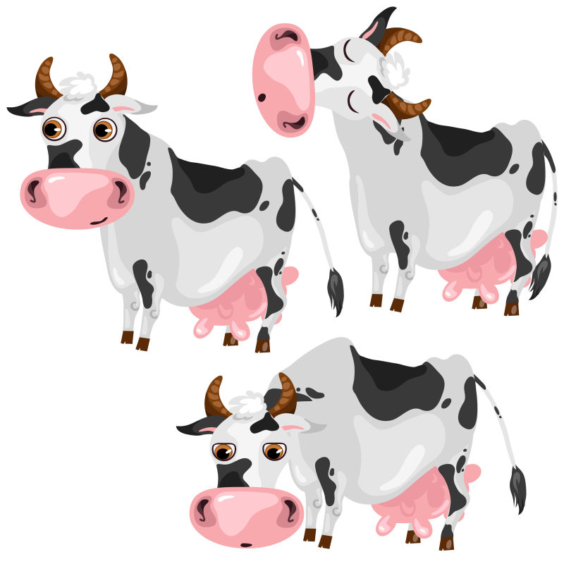 矢量卡通奶牛创意平面插图