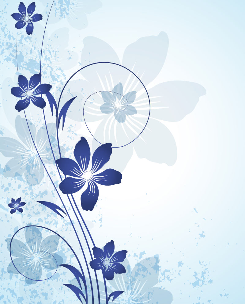 创意矢量蓝色花卉装饰设计背景
