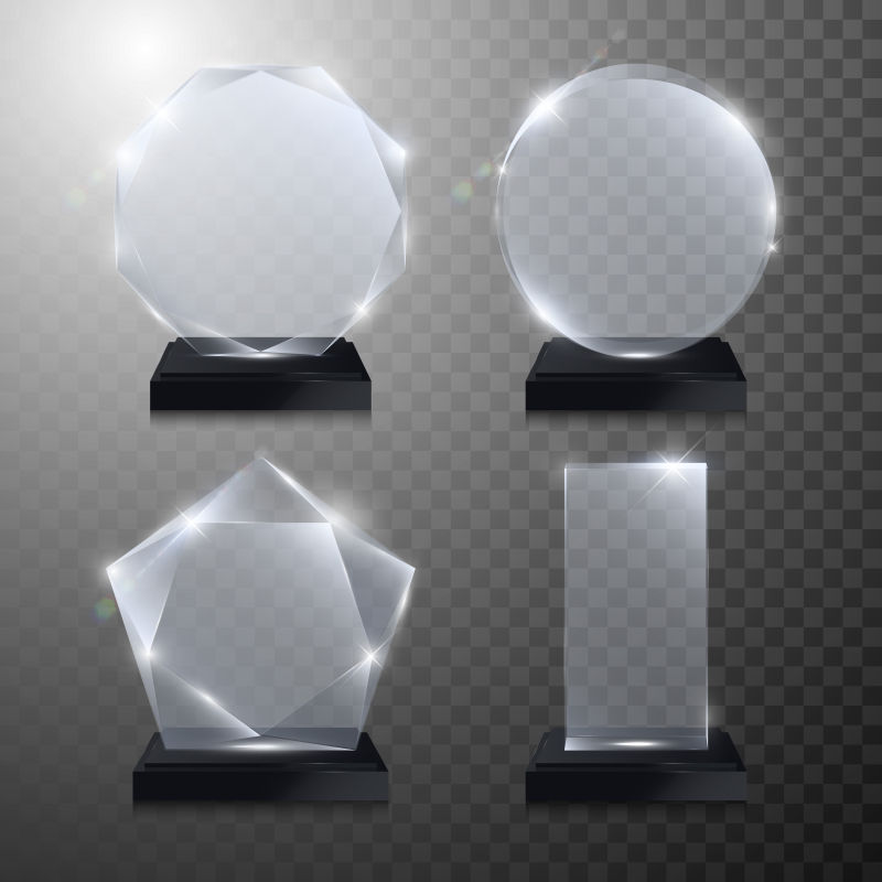 抽象矢量透明玻璃奖杯设计