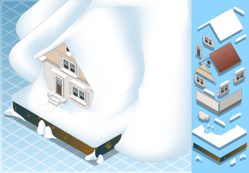 抽象矢量房屋保暖主题插图设设计