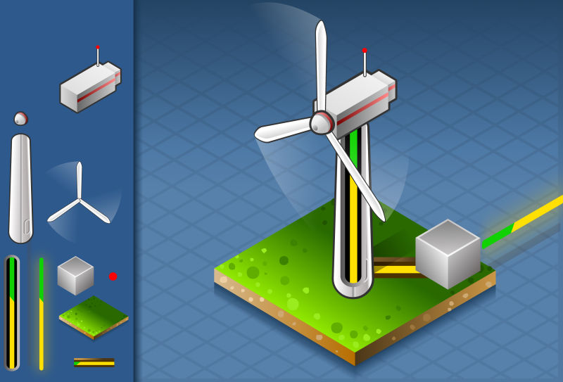 创意矢量风力发电主题的设计插图