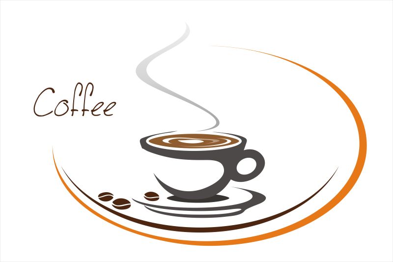 抽象咖啡元素的矢量创意标志设计