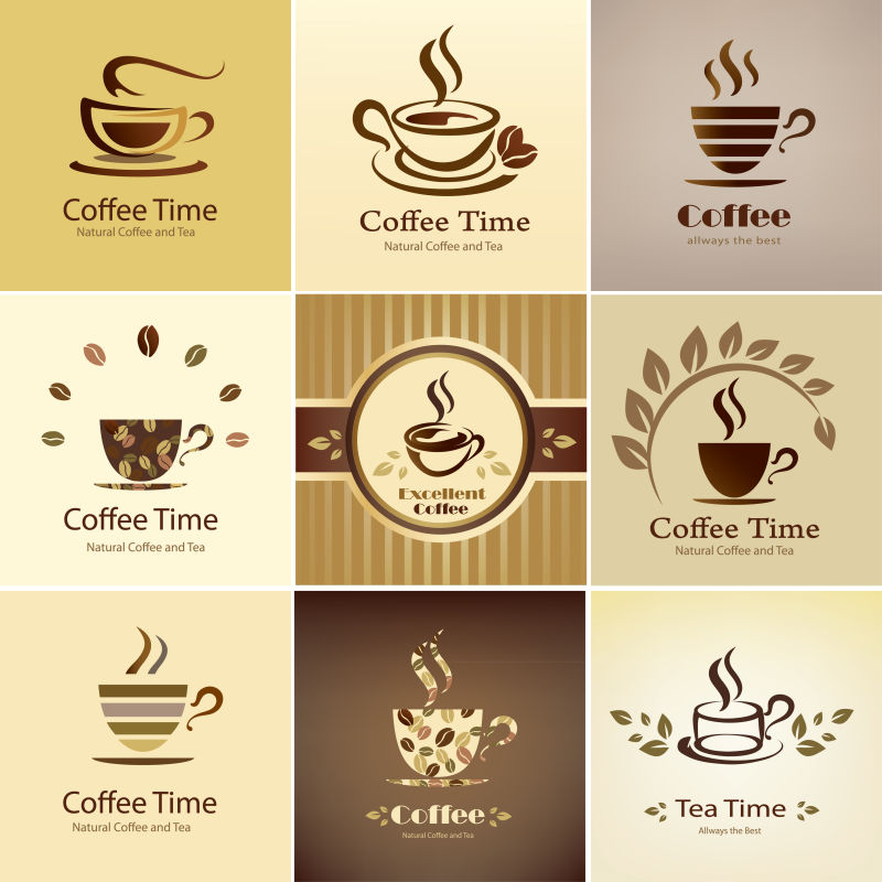 创意矢量抽象咖啡标志设计