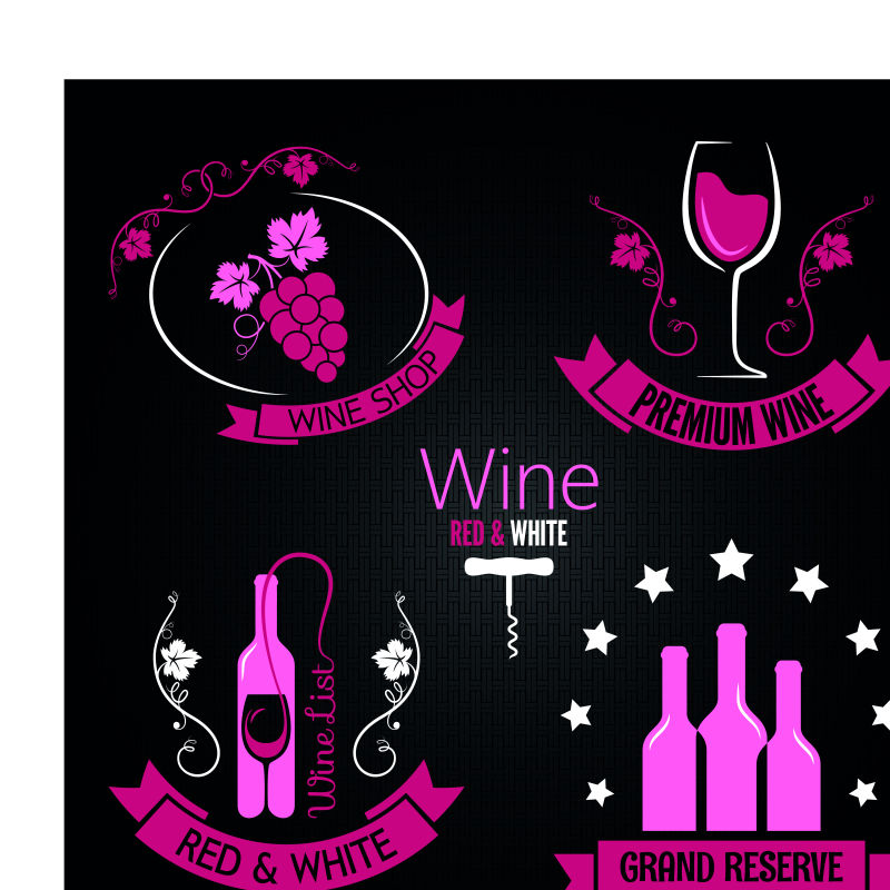 抽象矢量现代葡萄酒概念图标设计