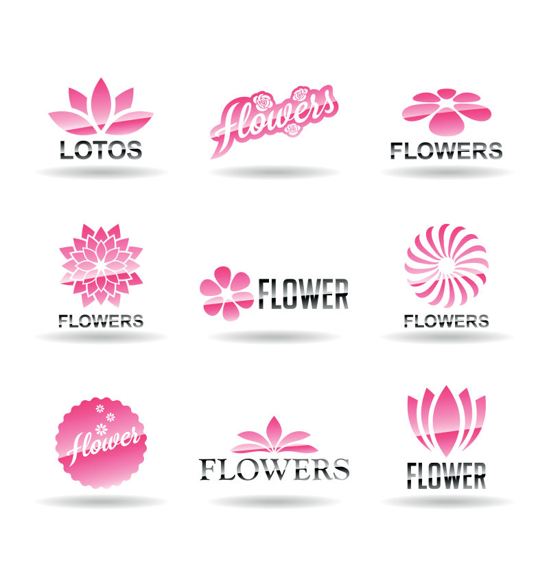 矢量的粉色鲜花标志设计