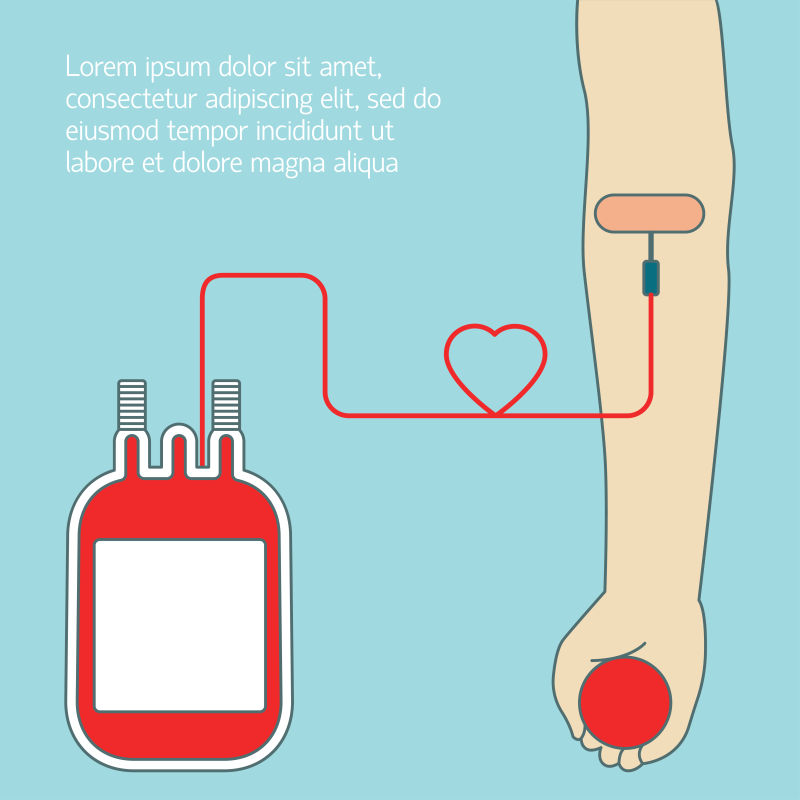 抽象矢量献血概念的平面插图