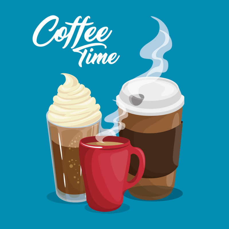 抽象矢量咖啡主题的平面插图设计