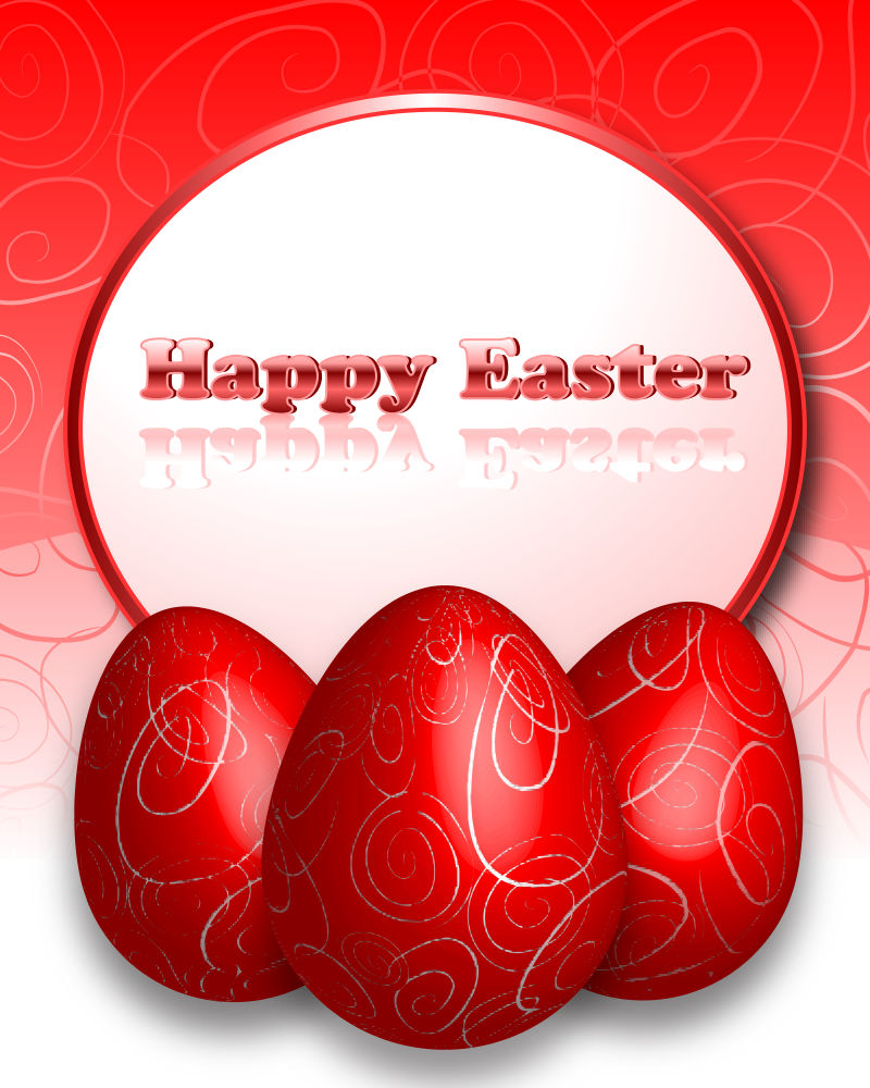 红色的复活节彩蛋插图矢量设计