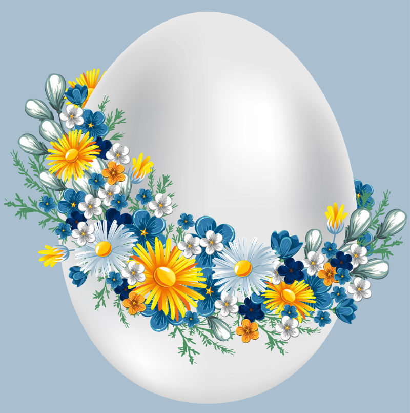 矢量花卉元素的复活节彩蛋设计