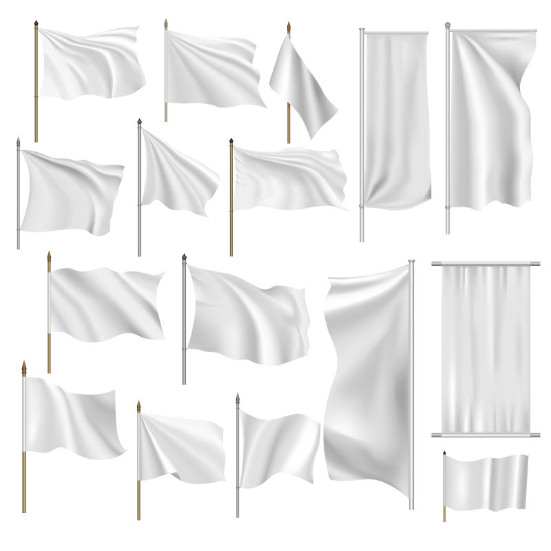 矢量各式的白色旗帜