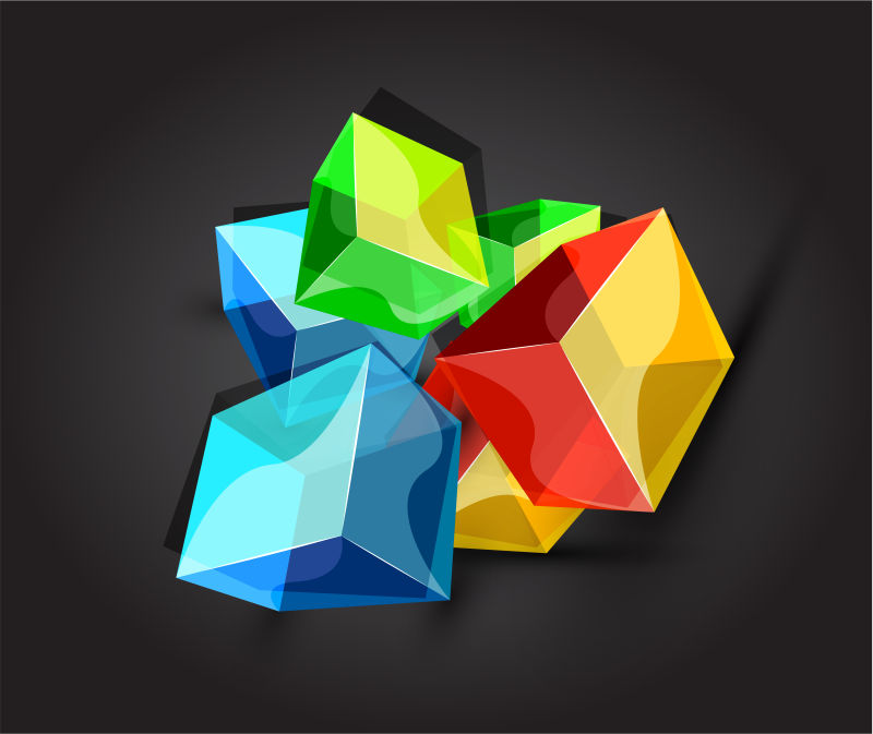 抽象矢量彩色立方体结晶设计