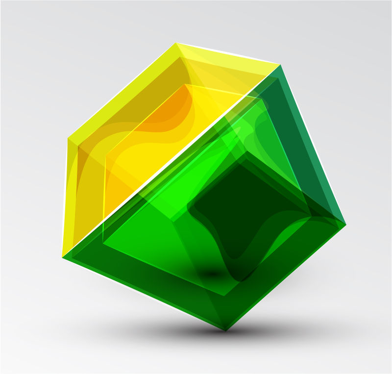 抽象矢量黄色绿色玻璃晶体设计