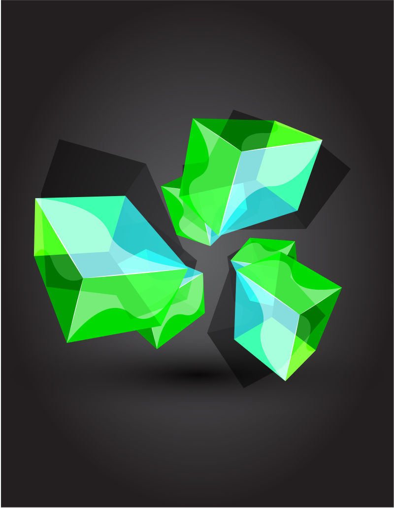 抽象矢量绿色立体几何晶体设计