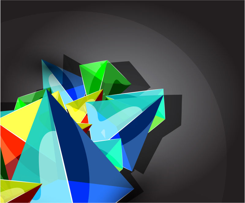创意矢量现代立体三角结晶体设计