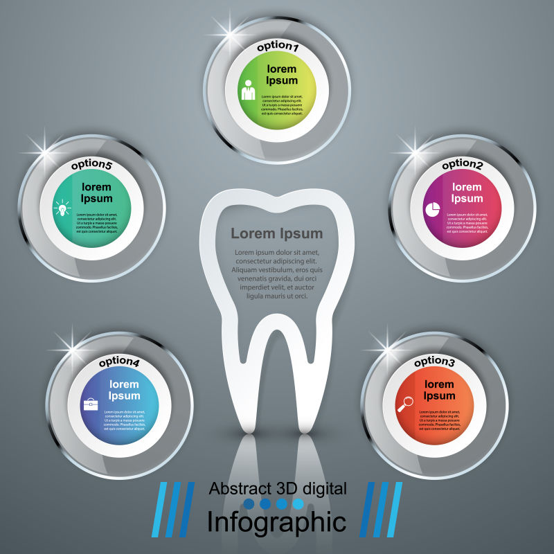 抽象矢量牙齿元素的信息图表设计