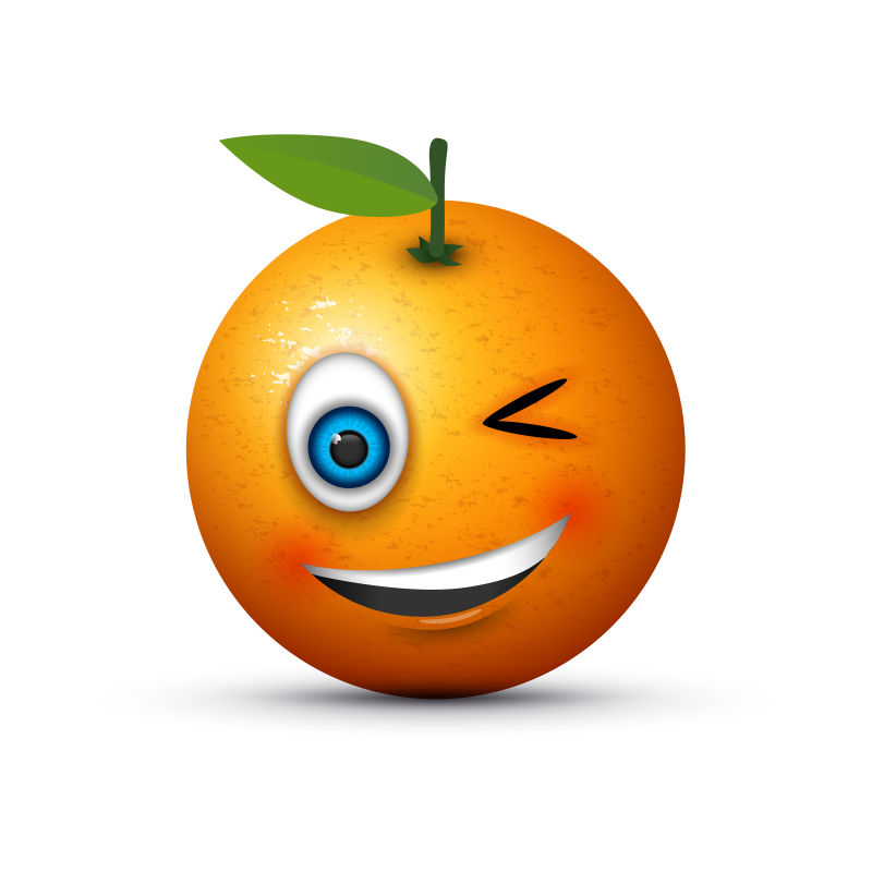 抽象矢量俏皮眨眼的橙子图标设计