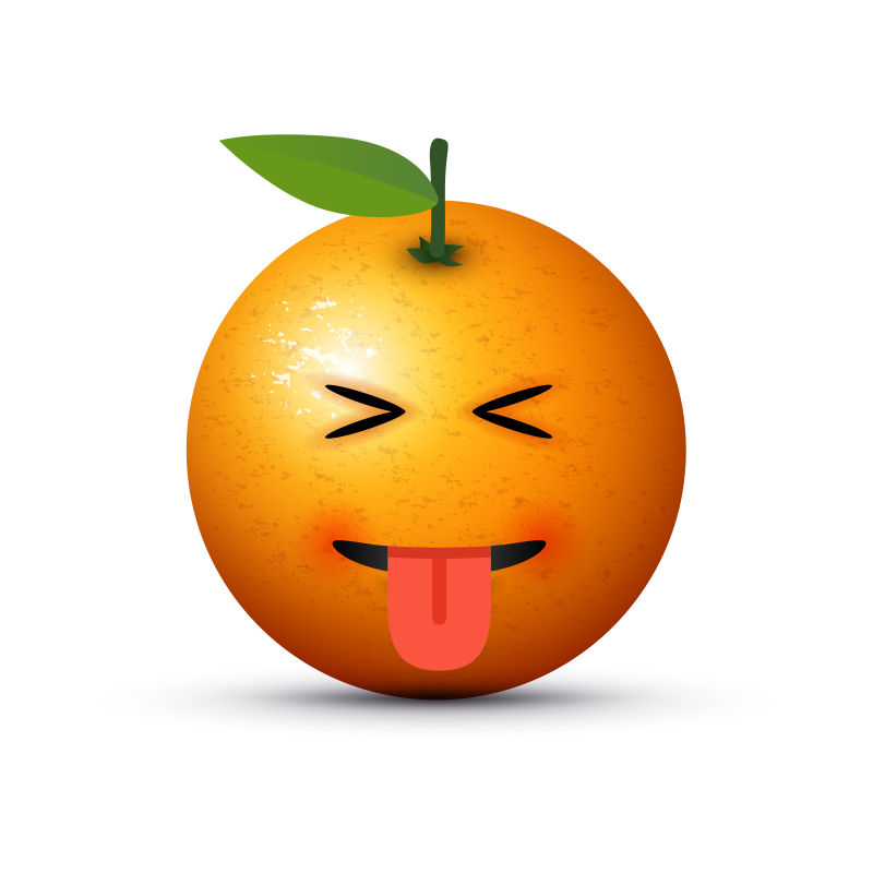 抽象矢量闭上双眼的橘子表情插图