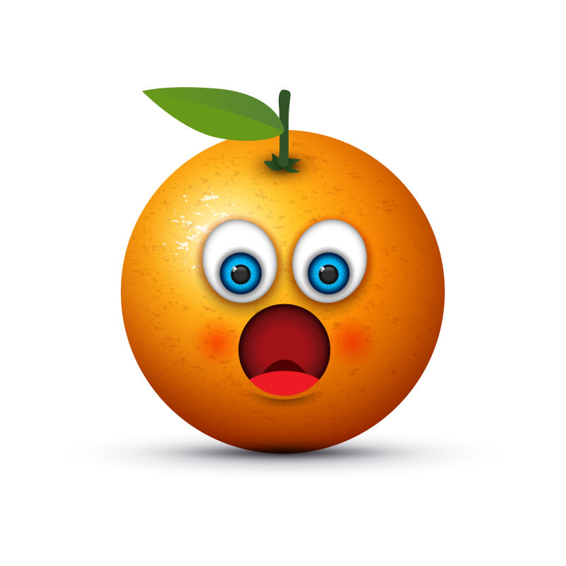 创意矢量震惊的橙子表情图标设计