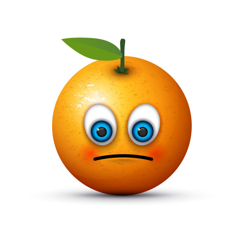 创意矢量现代悲伤的橙子表情图标设计