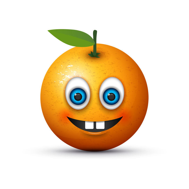 抽象矢量现代橘子咧嘴笑表情设计