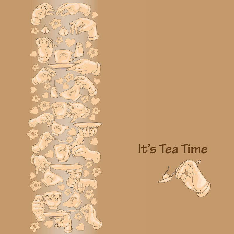 创意矢量现代喝茶时光设计插图