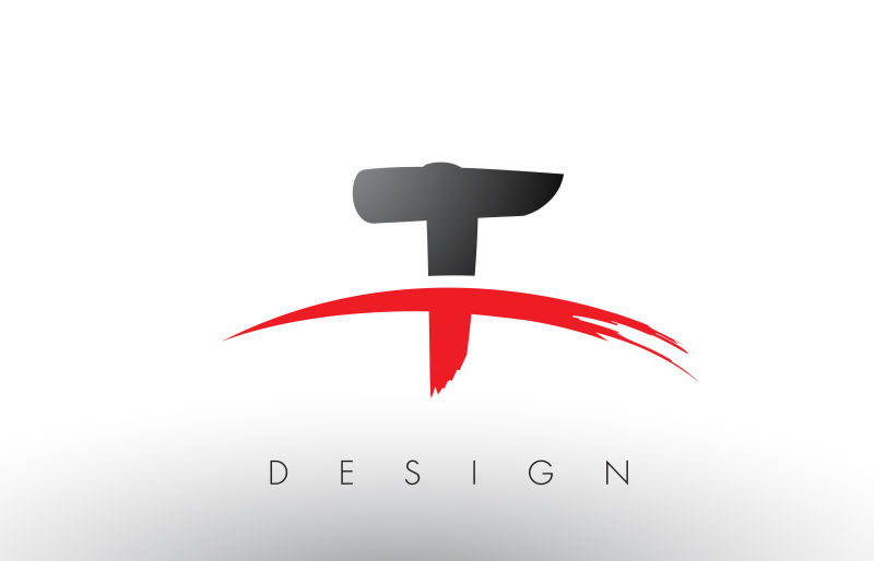 黑红色字母T创意标志矢量设计