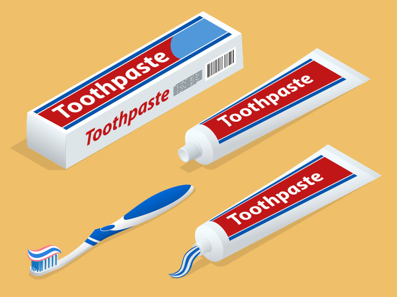 创意矢量牙膏设计平面插图