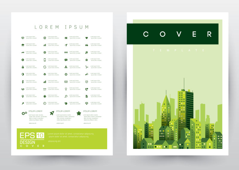 创意矢量生态城市元素的宣传册设计